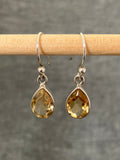 Citrine Cut Medium Peardrop Earrings