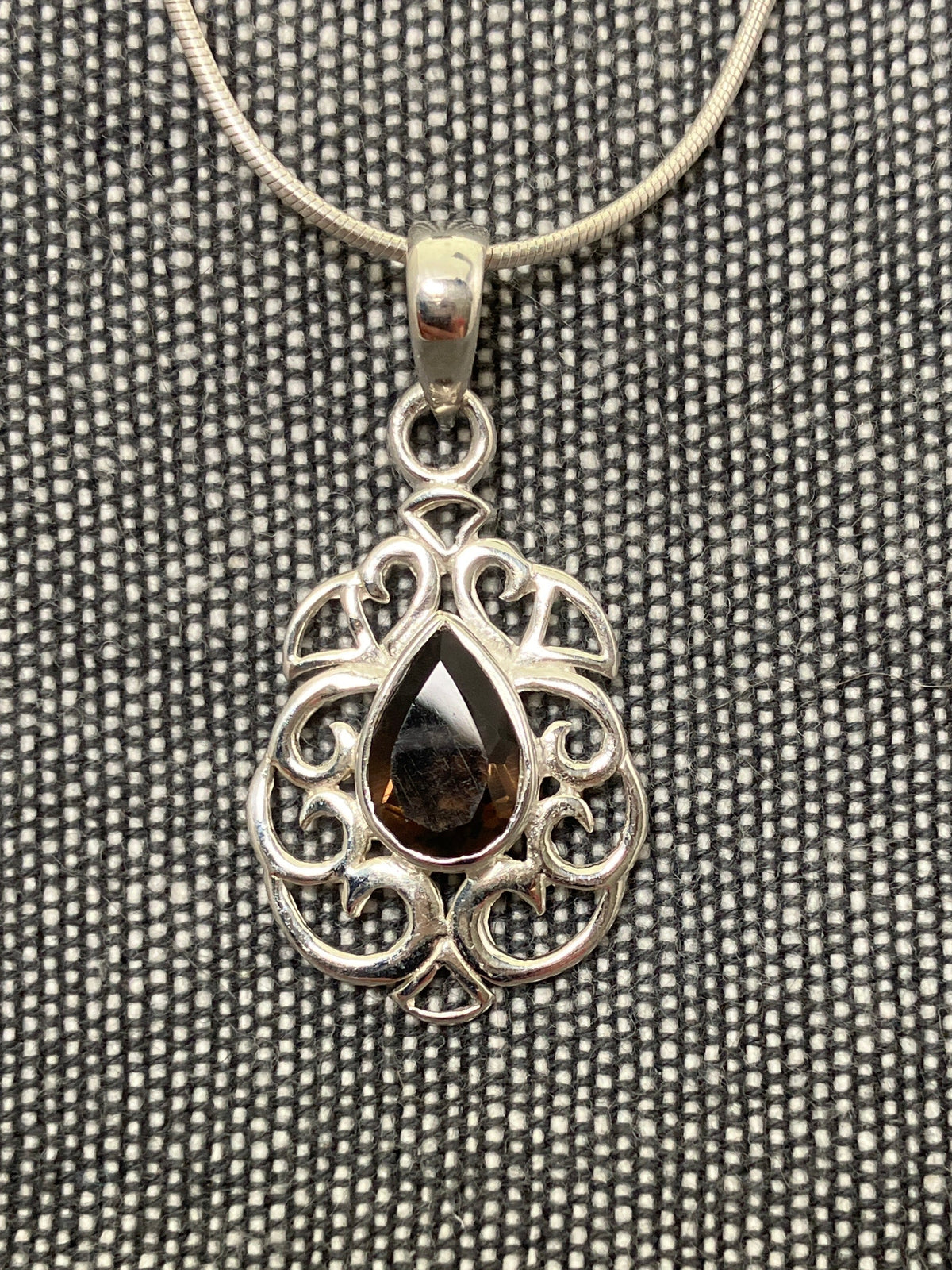 Ornate Frame Smokey Quartz Pendant