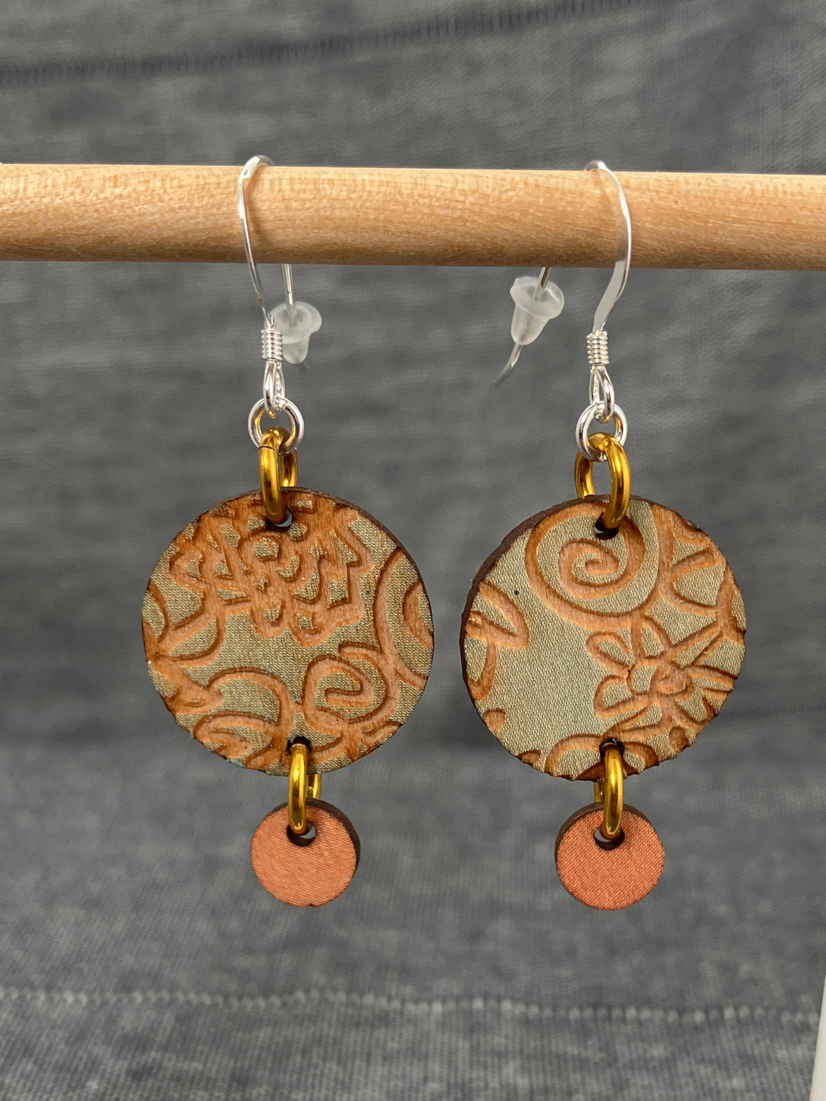 Wood Rust Disc Earrings