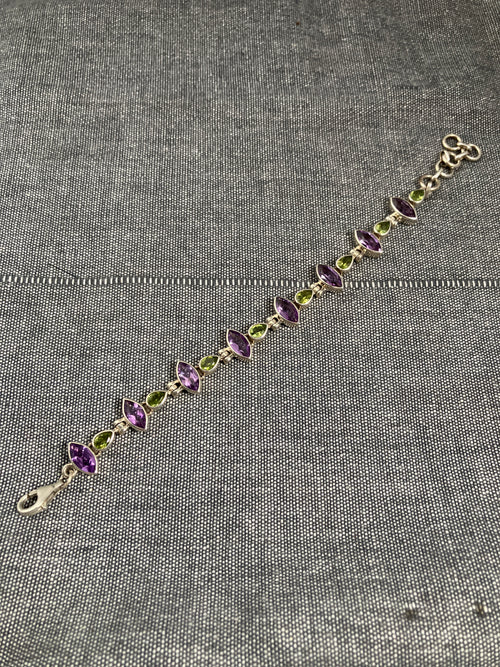Amethyst Leaf & Peridot Pears Bracelet
