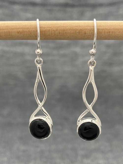 Black Onyx Long Twist Earring