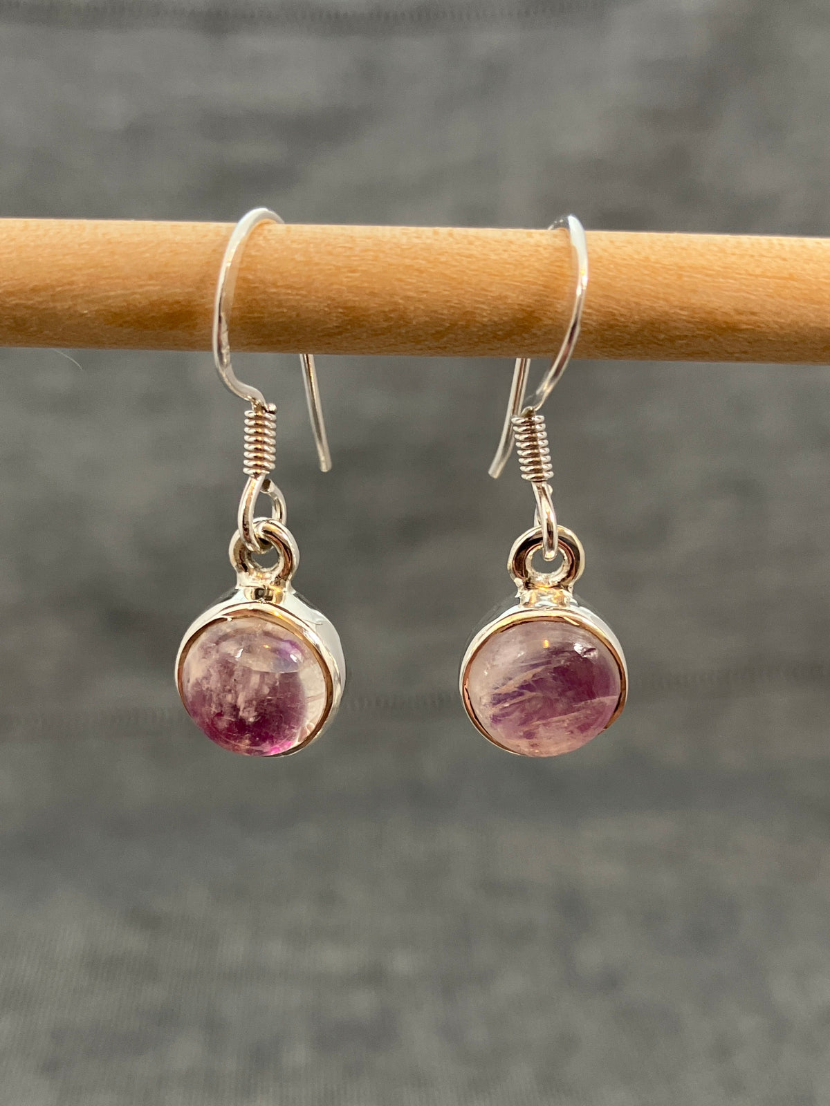 Pink Moonstone Round Earrings