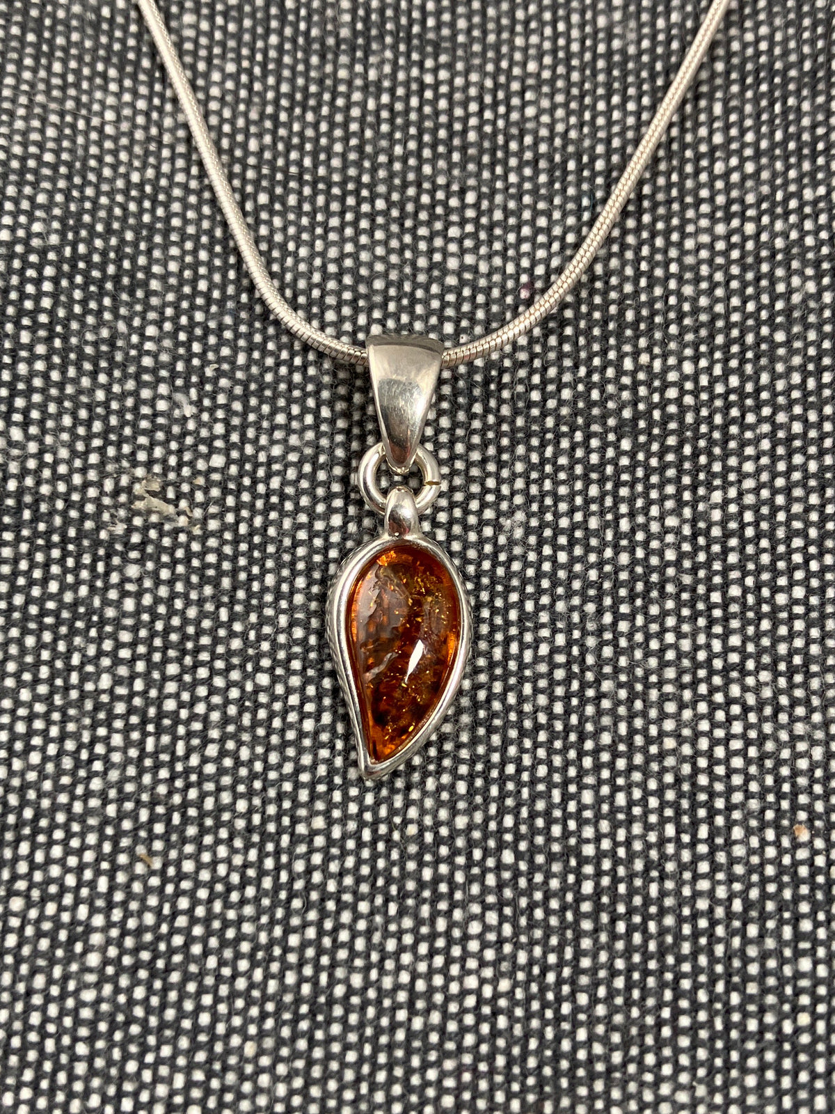 Amber Tiny Leaf Pendant