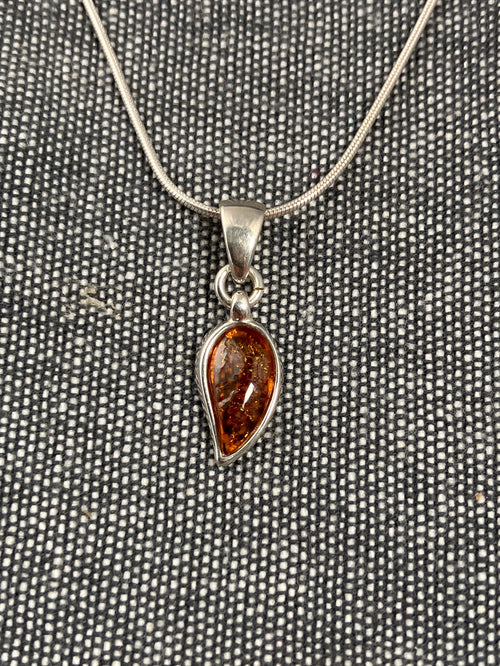 Amber Tiny Leaf Pendant