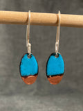 Teal Copper Tip Oval Earrings