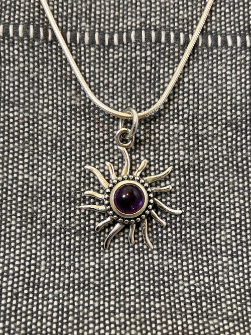 Amethyst Spiky Sun Pendant