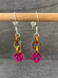 Shimmer Teal Pink Leaf Earrings