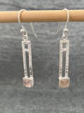 Rose Quartz Planished Rectangle Earring