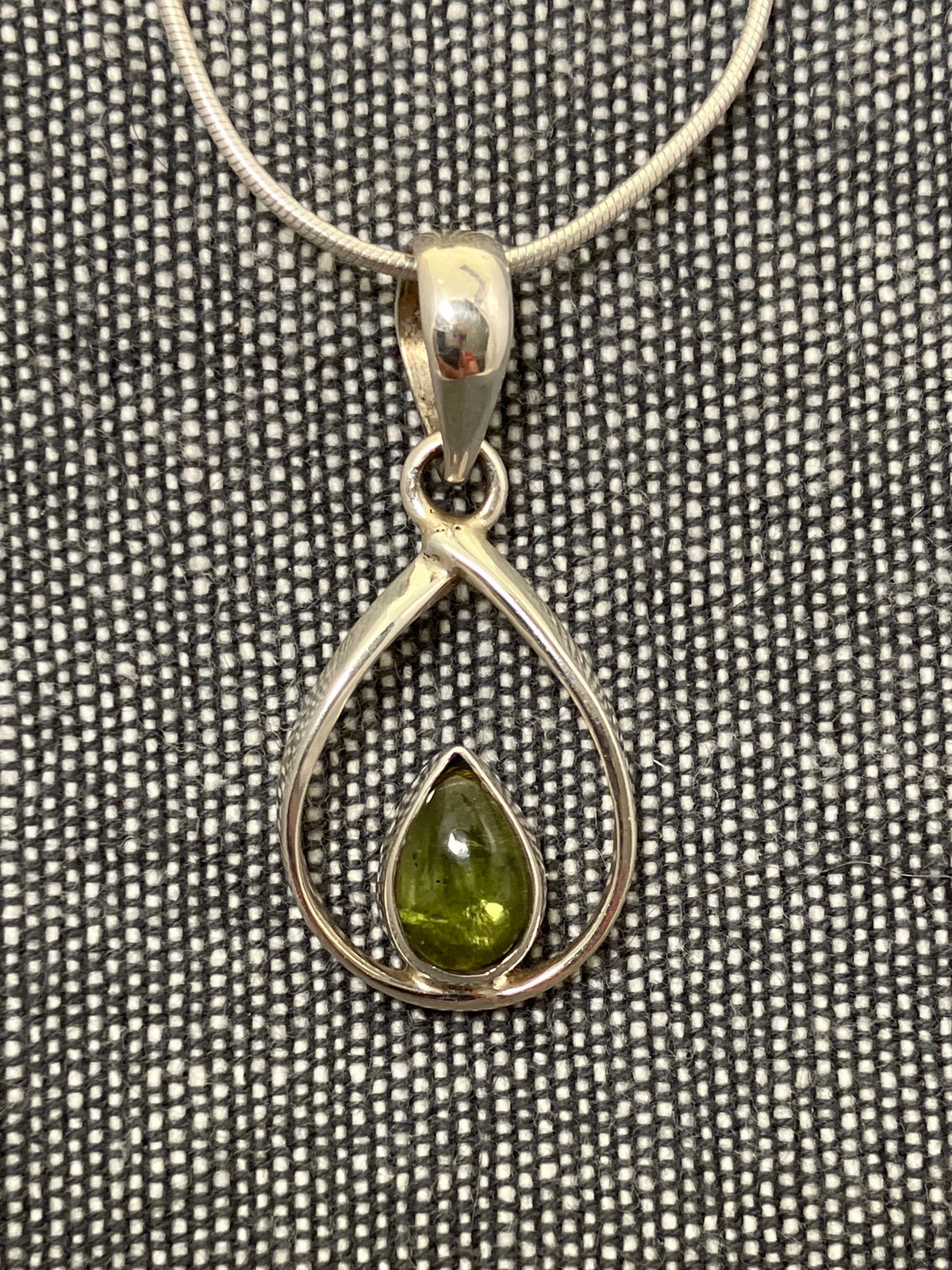 Peridot Pear In A Loop Pendant