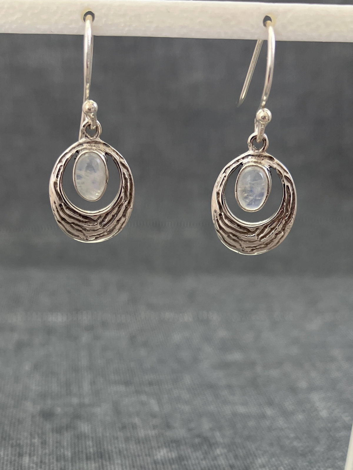 Moonstone Textured Loop Earrings