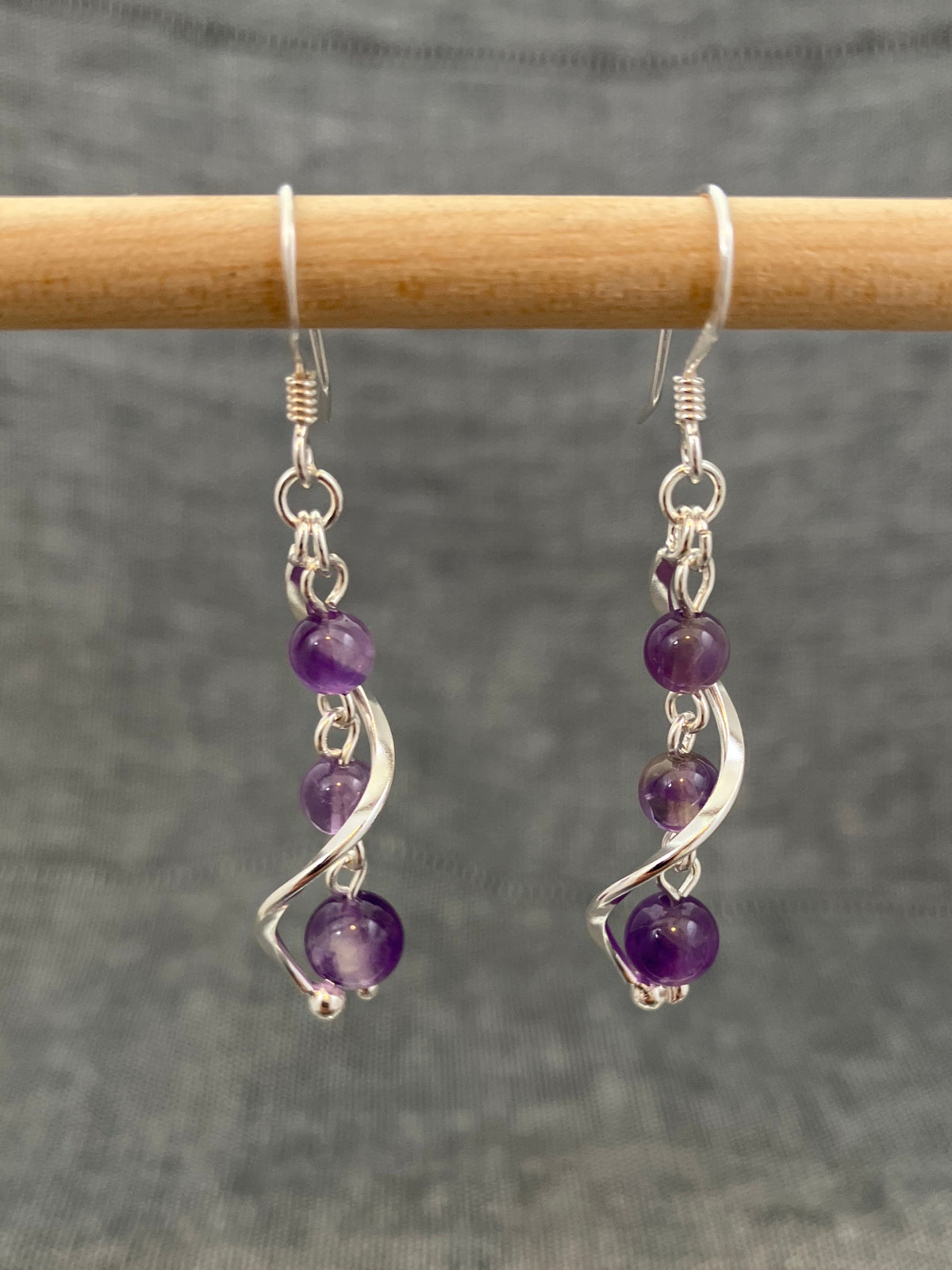 Amethyst Beads In A Twist Earrings
