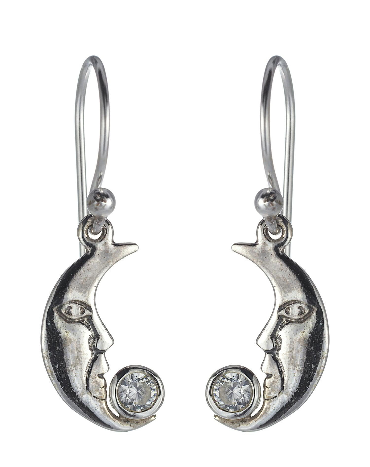 Cubic Zirconia Moonface Earrings