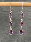 Amethyst Cut Triple Earrings