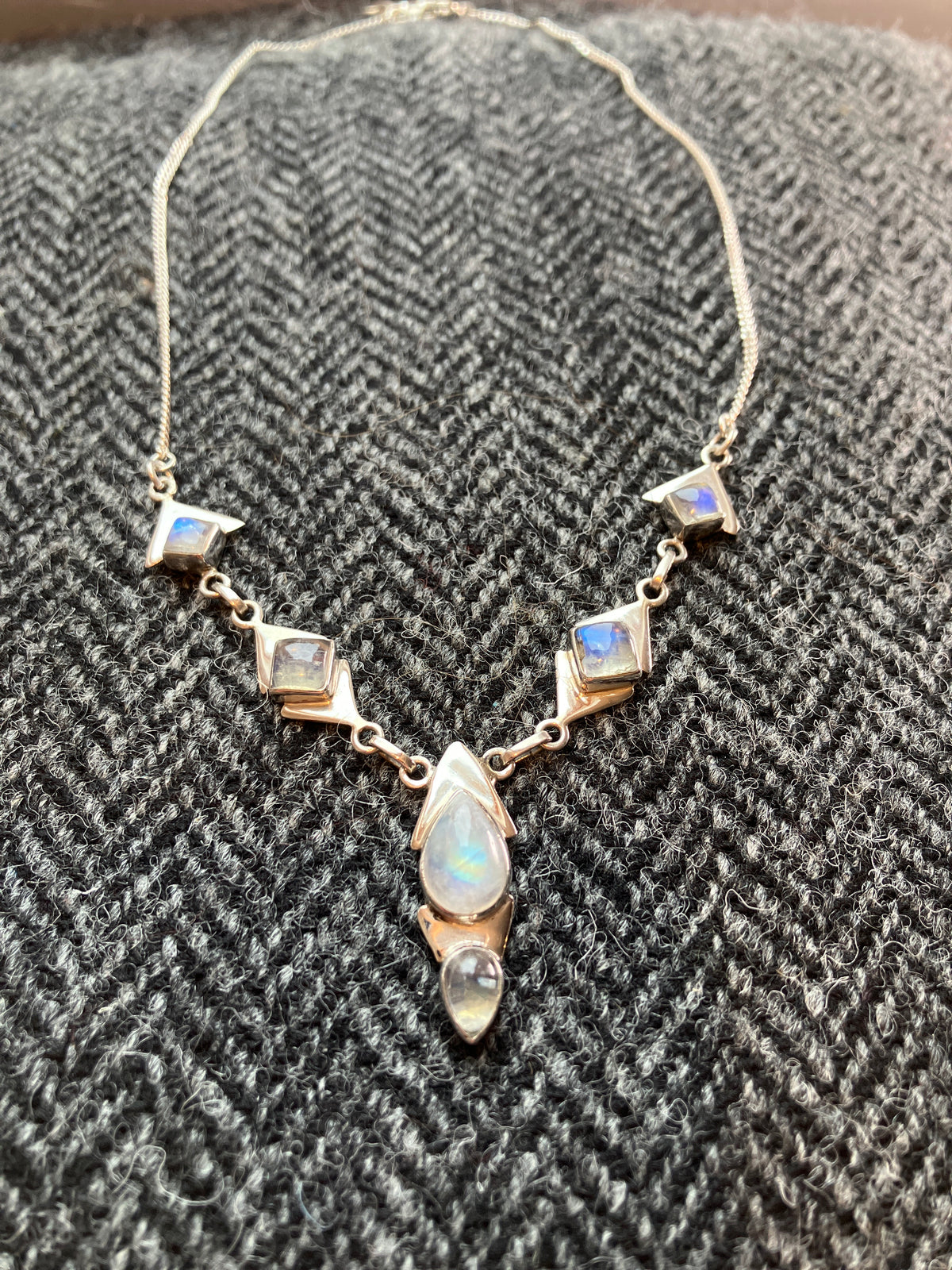 Moonstone Triangles Necklace