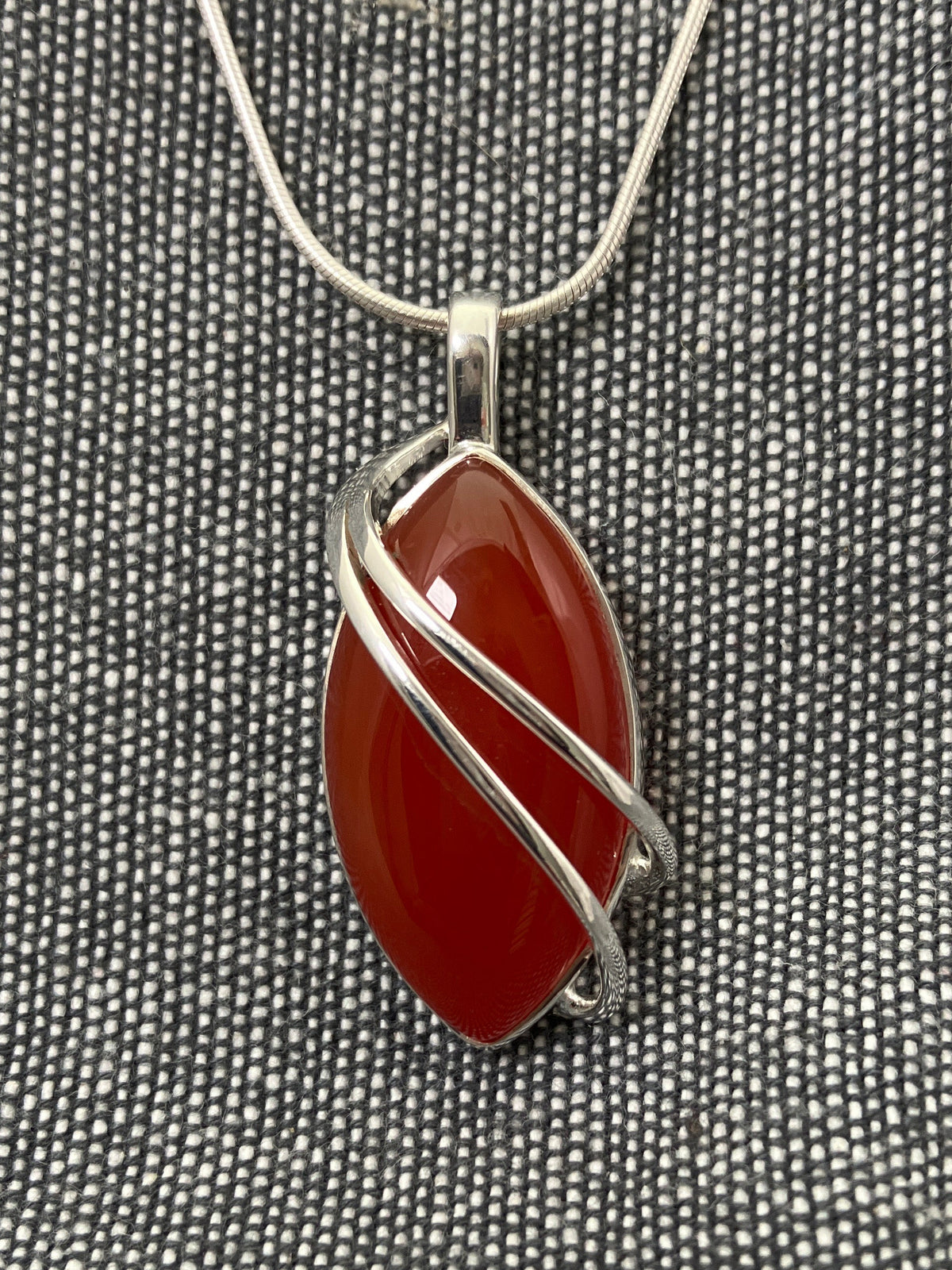 Carnelian Wafted Leaf Pendant