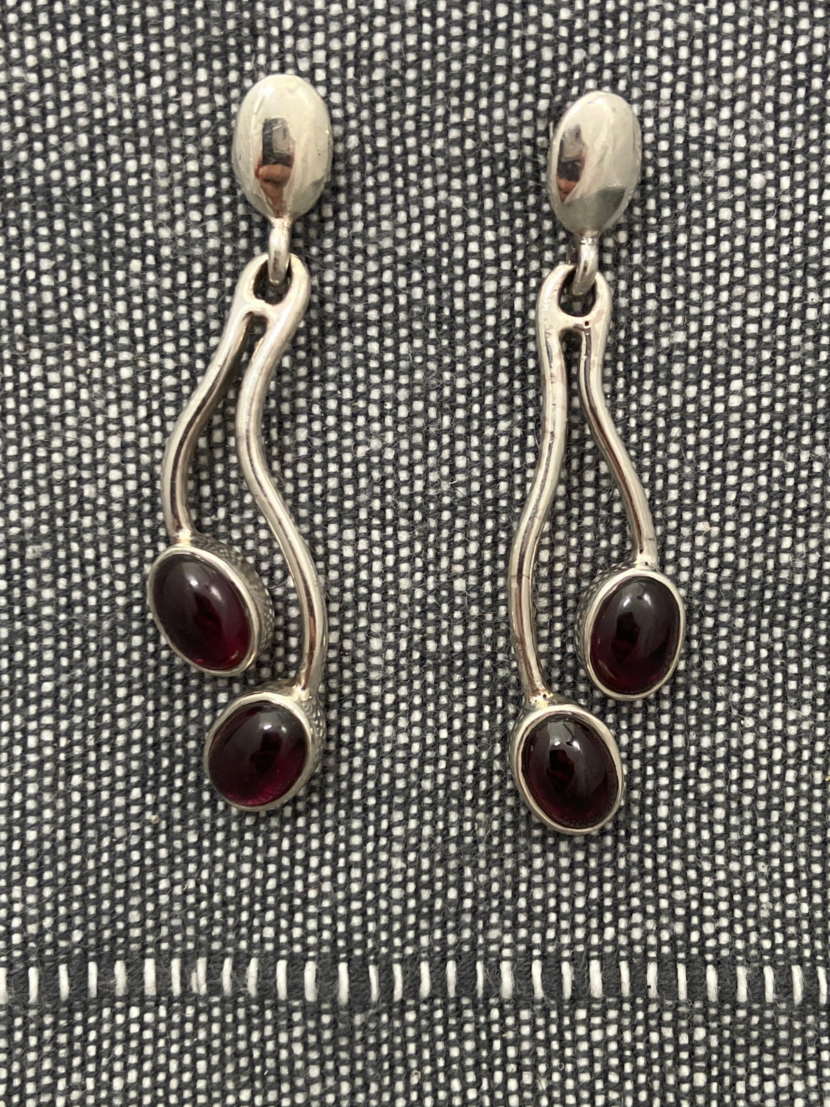 Garnet Long Wiggle Earrings