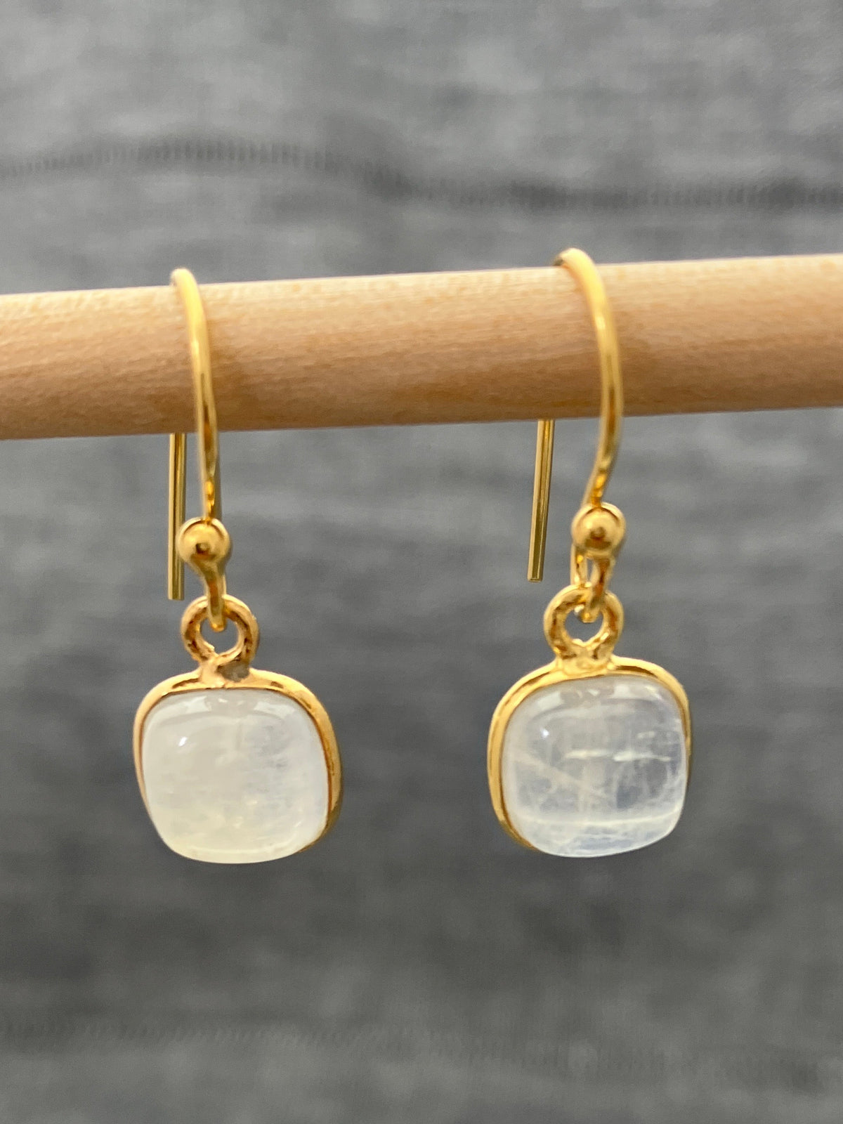 Moonstone Gold Plated Bezel Set Earring