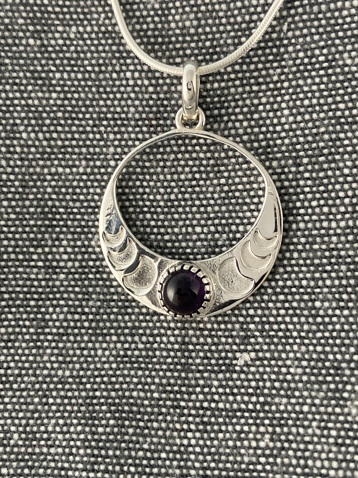 Amethyst Moonphase Circle Pendant