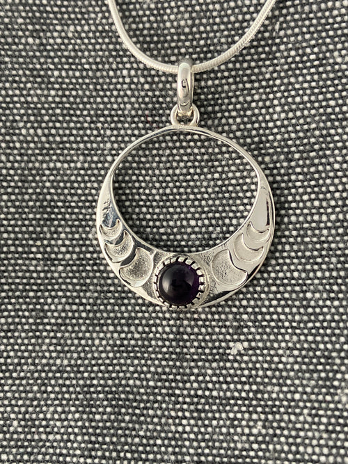 Amethyst Moonphase Circle Pendant