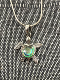 Paua Shell Turtle Heart Pendant