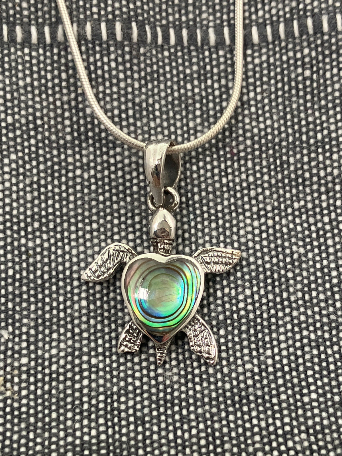 Paua Shell Turtle Heart Pendant