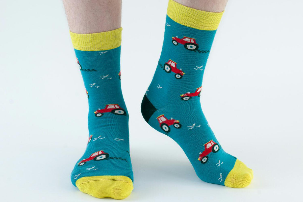 Green Tractor Bamboo Socks