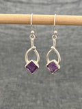 Amethyst Cut Square In Loop Earrings