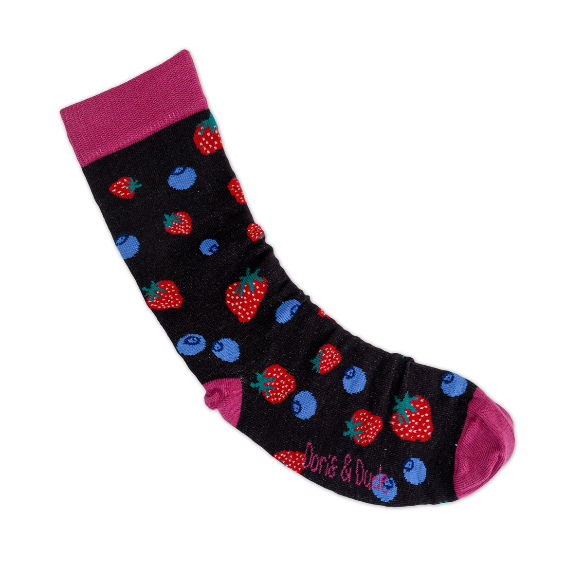 Womens Black Strawberry Bamboo Socks