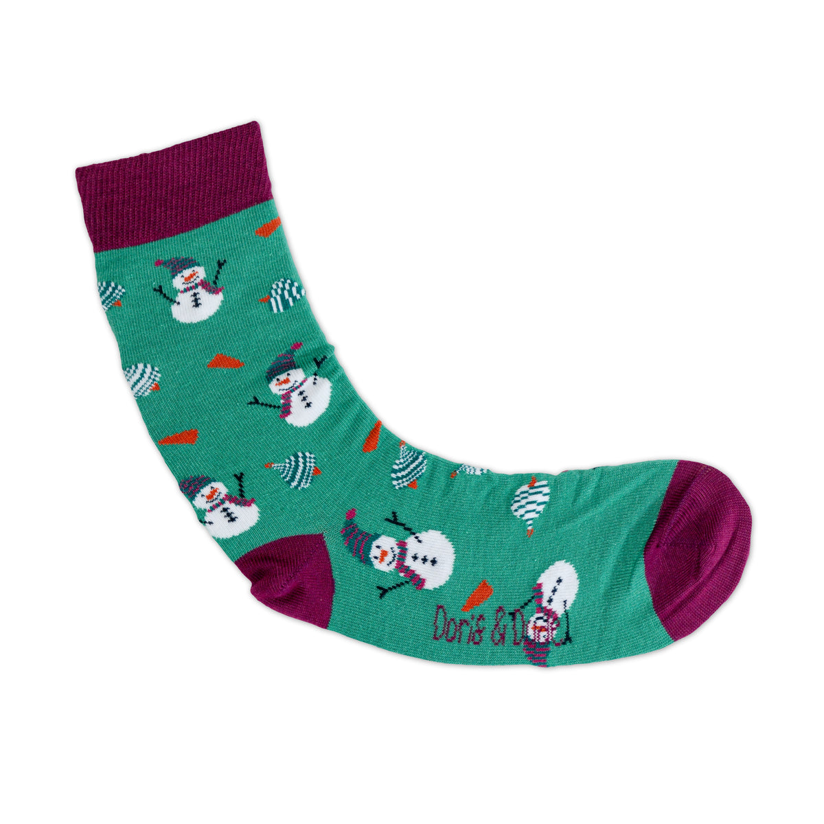 Mens Green Snowman Bamboo Socks