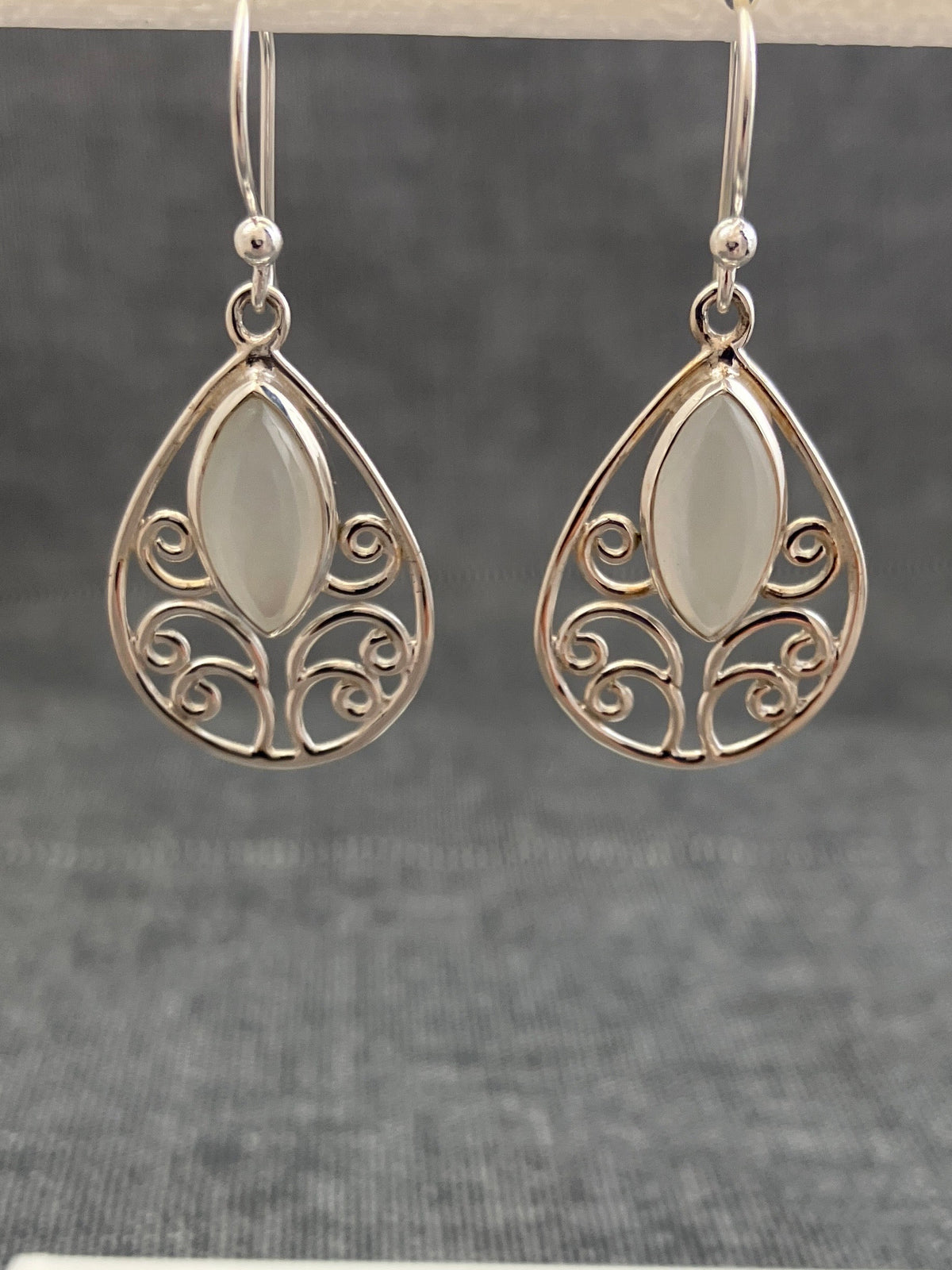 Moonstone Jali Pear Earrings