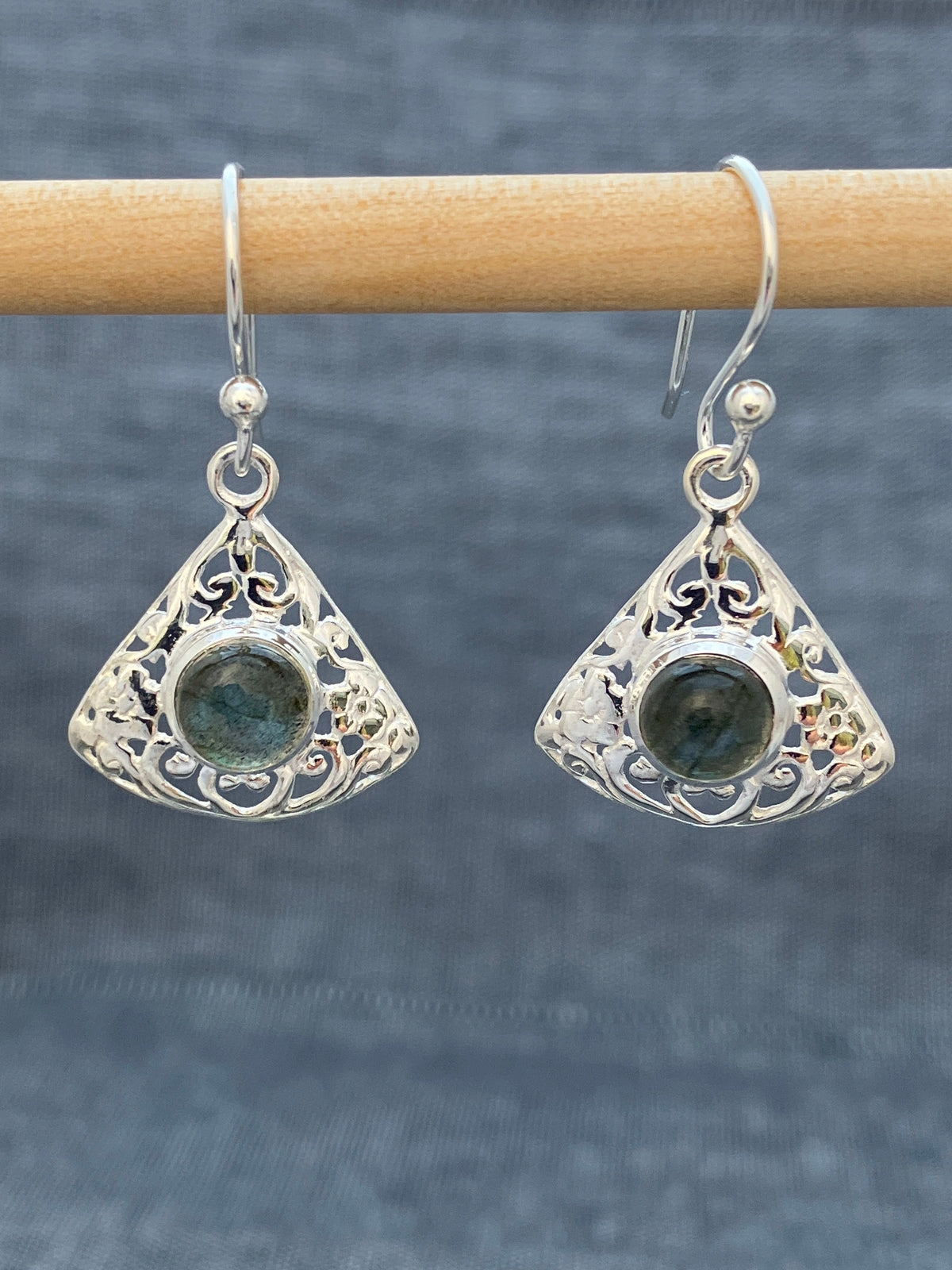 Labradorite Jali Fan Earring