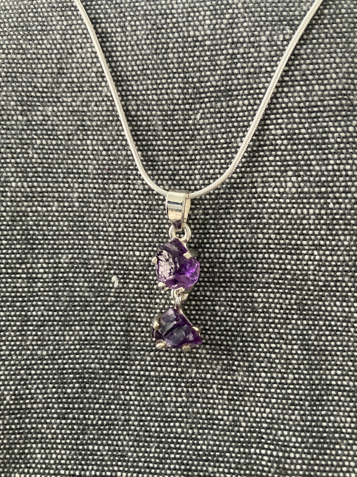 Amethyst Uncut Double Pendant