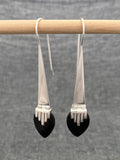 Black Onyx Long Hinged Earrings