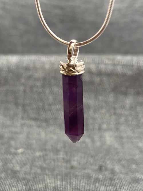 Amethyst Silver Topped Point Pendant
