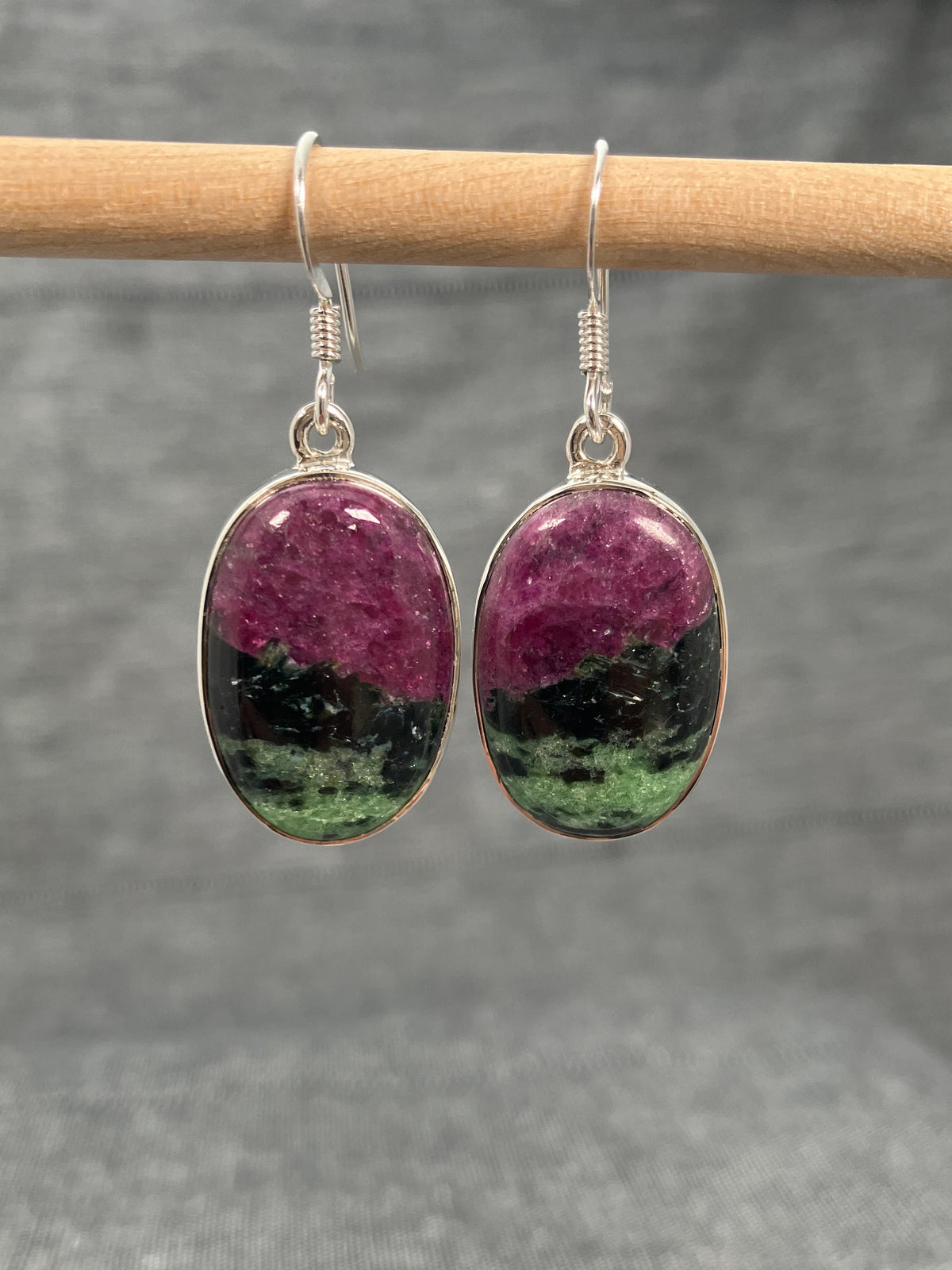 Ruby Zoisite Large Oval Earrings