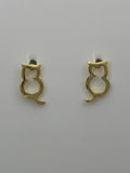 Sitting Cat Cutout Stud Gold Plated