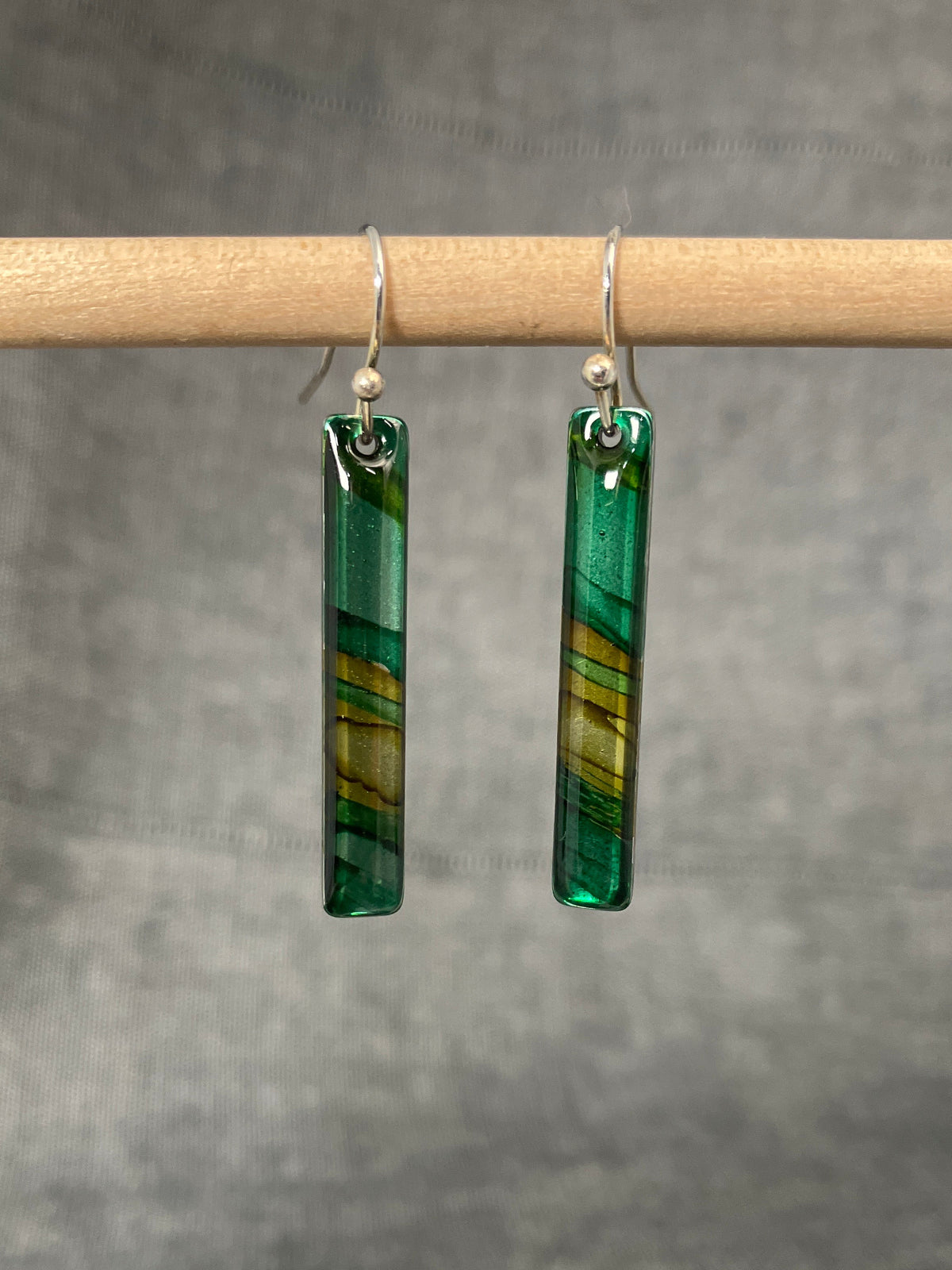 Inky Long Emerald Earrings