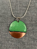 Green Disc Copper Tip Pendant