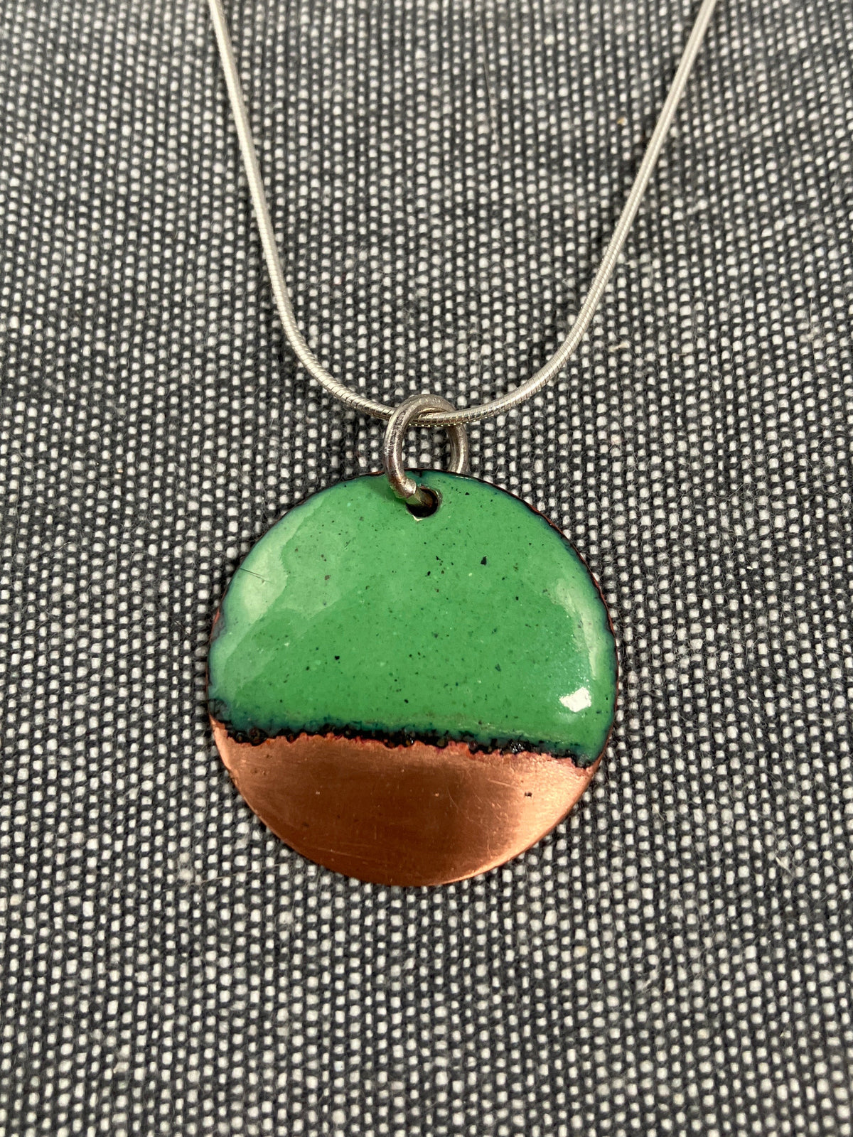 Green Disc Copper Tip Pendant