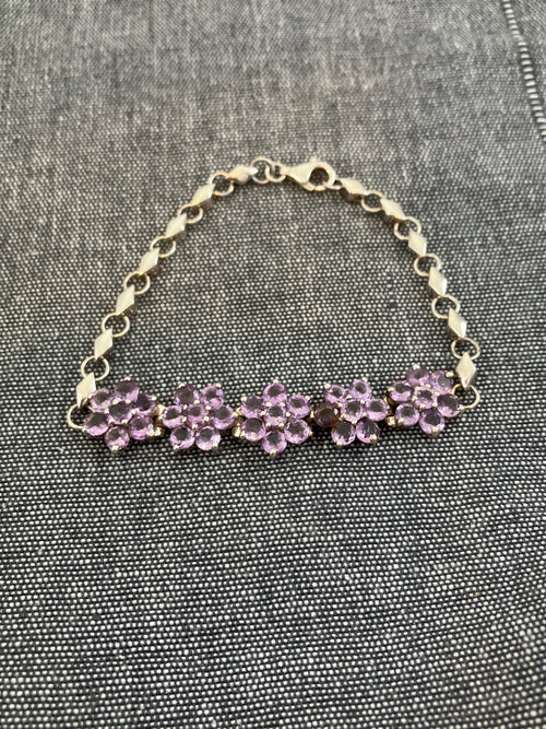 Amethyst Flower Cluster Bracelet