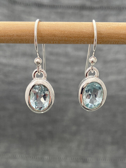 Blue Topaz Deep Set Oval Earring
