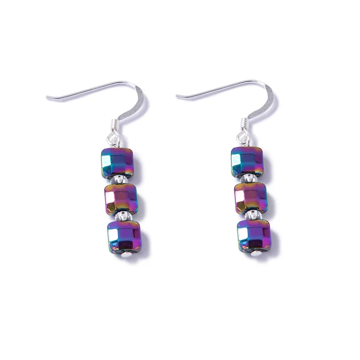 Cubic Haematite Earrings - Spectrum