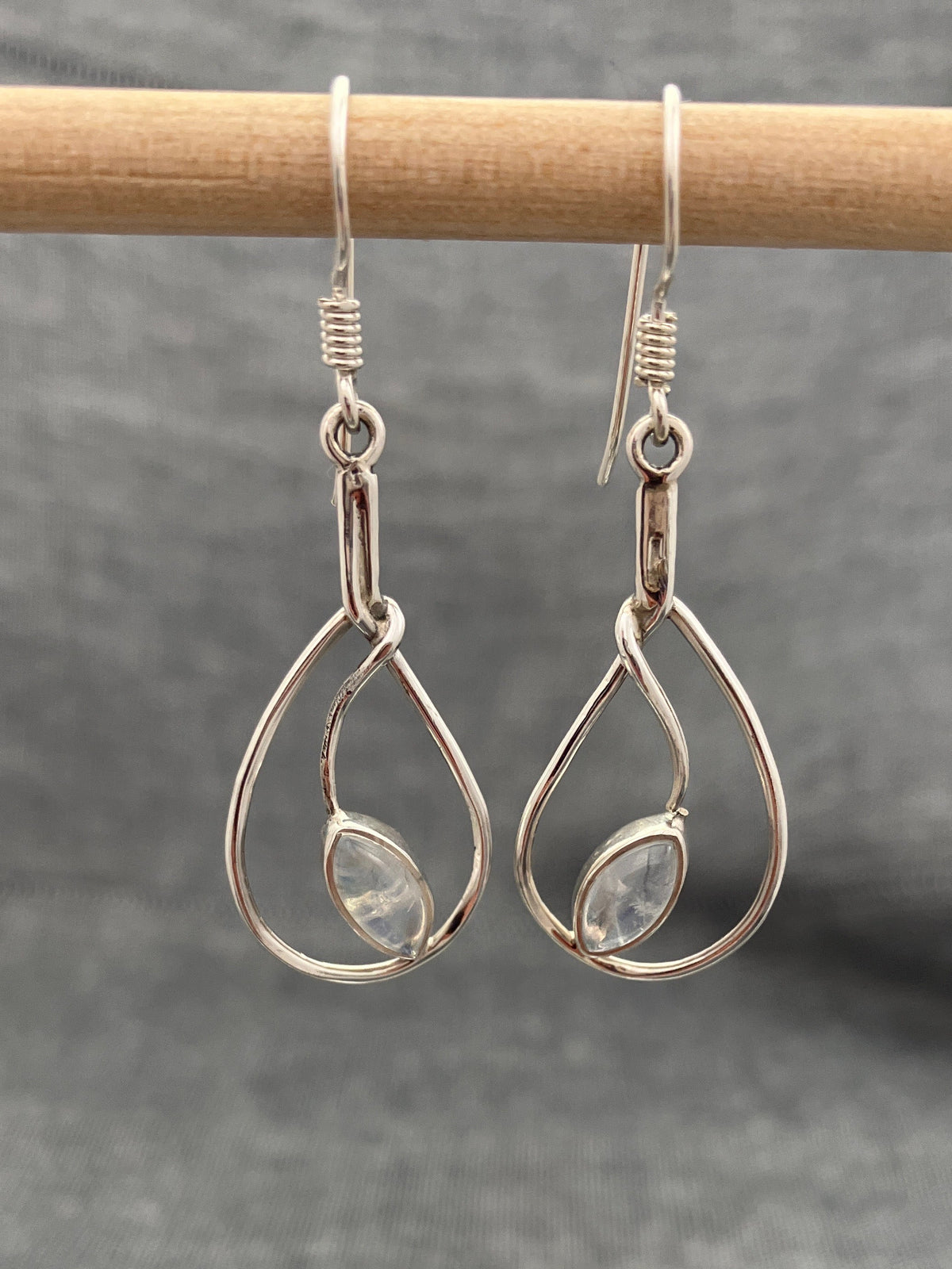 Moonstone Bud In Loop Earrings