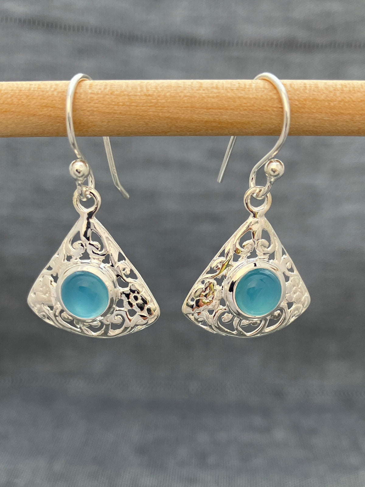 Chalcedony Jali Fan Earrings
