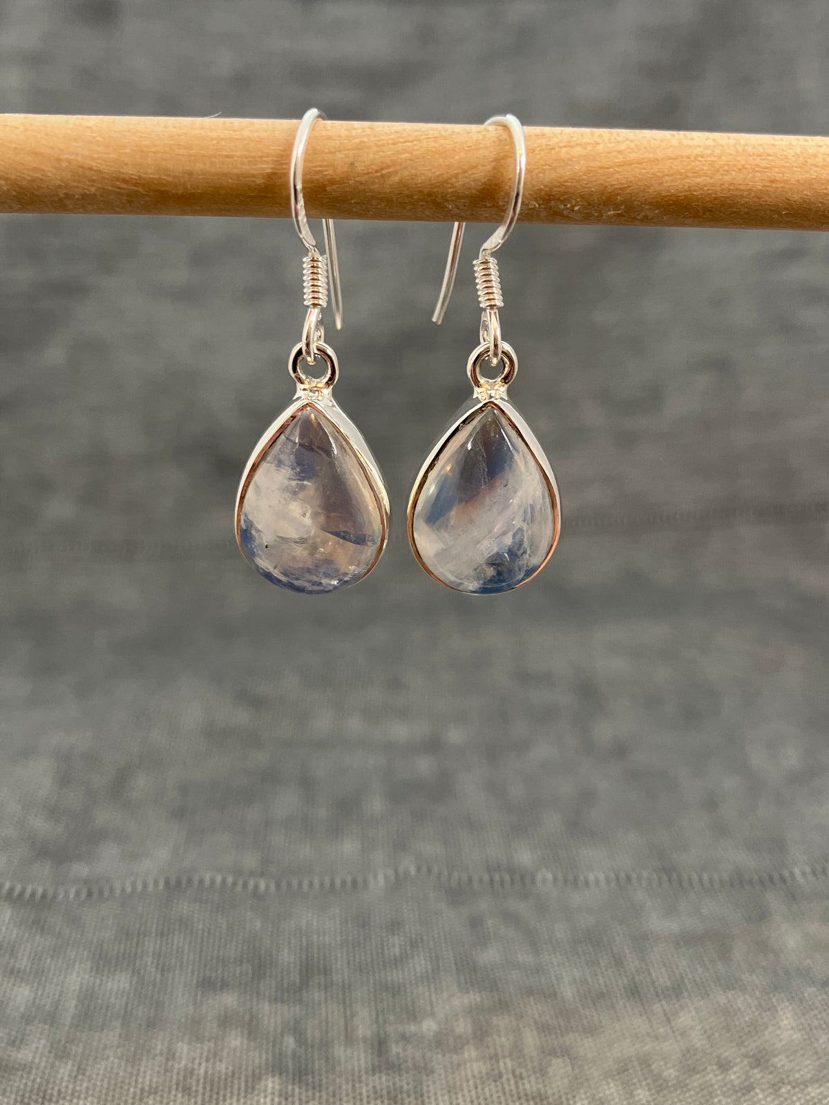 Blue Moonstone Medium Pear Earrings