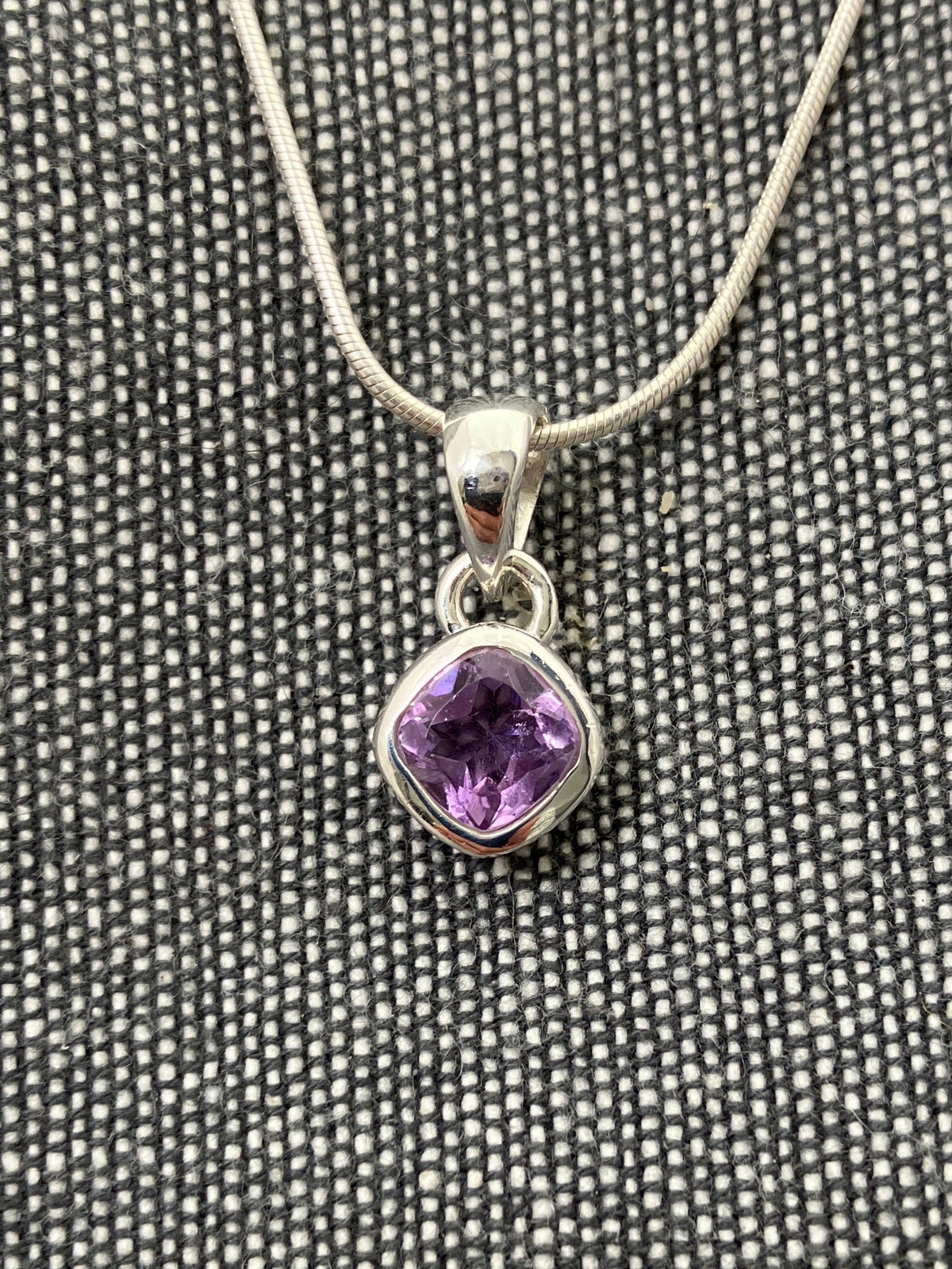 Amethyst Little Square Pendant