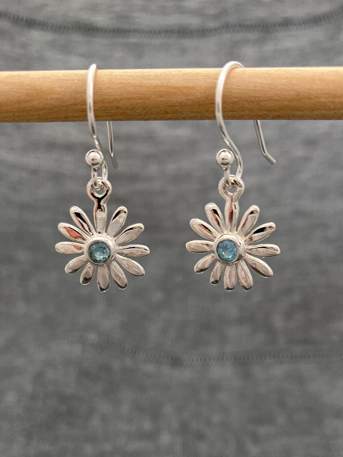 Blue Topaz Daisy Earrings
