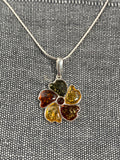 Multi-coloured Amber Flower Pendant
