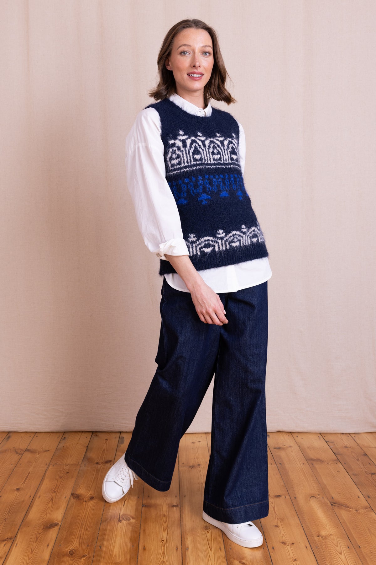 Fairisle Knitted Vest Navy