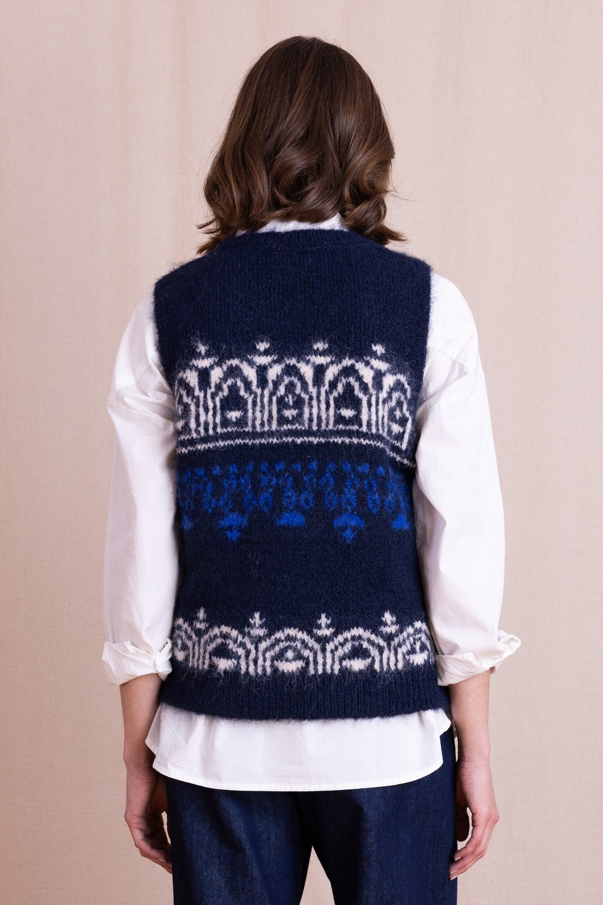 Fairisle Knitted Vest Navy